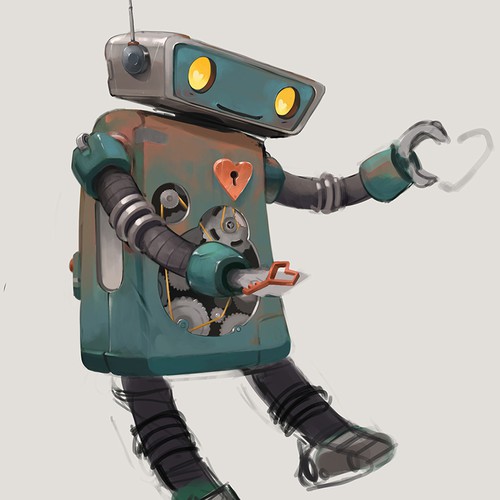 Designs | Romantic retrofuturistic illustration of mechanical ROBOTS in ...