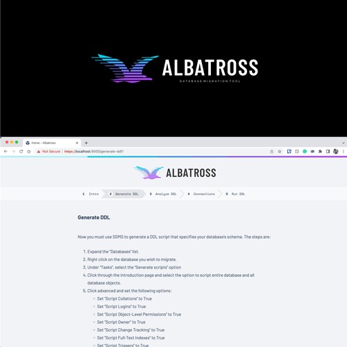 Create a logo for Albatross, a database migration tool. Design by R.one