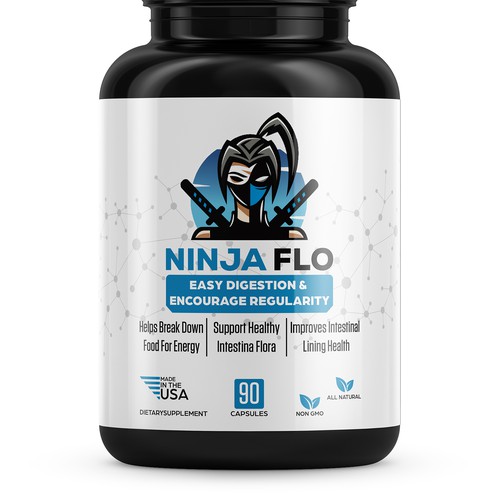 We need a cool supplement label for our supplement NINJAFLO Design by Designer_John