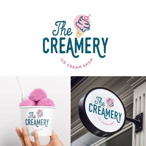 Modern ice cream shop logo Design by alediba