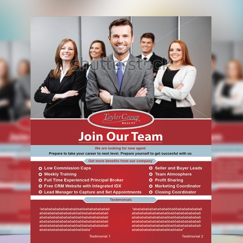 1 Page Recruiting Flyer for Growing Real Estate Company Postcard