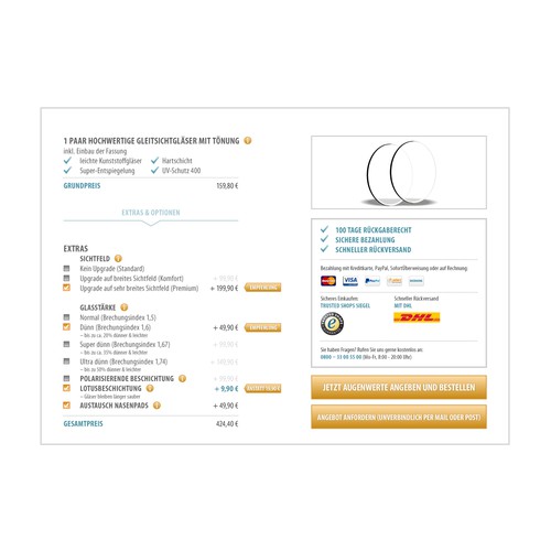 Design vincitore del contest "Gestaltet das weltweit erste Anamnese-Gespräch eines Online-Optikers, orientiert an der Offline-Welt" realizzato da Design di landing page