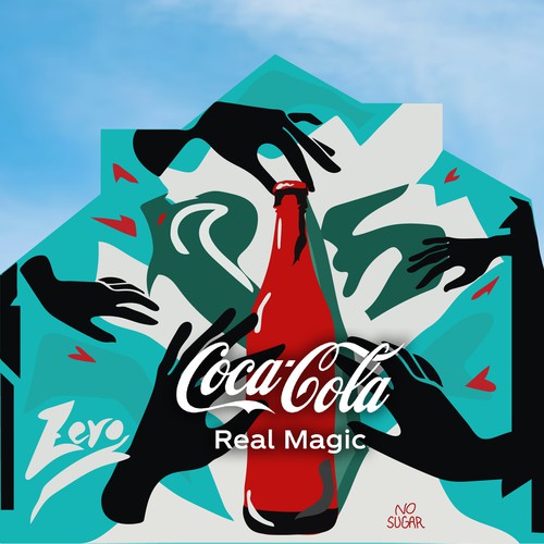 Artistic mural design for Coca-Cola Zero in Brussels Réalisé par melange*