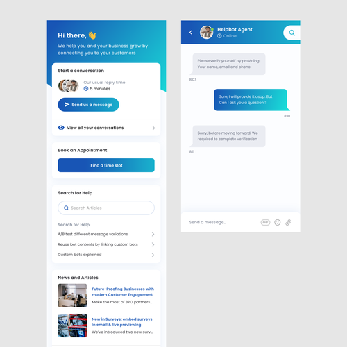 Designs | Support Chat widget design | Other web or app design contest