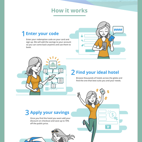 Travel site 'how it works', Illustration or graphics contest