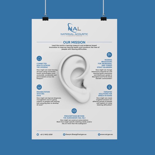 Create an engaging poster for a world-leading hearing research and innovation institution! Design by Shreya007⭐