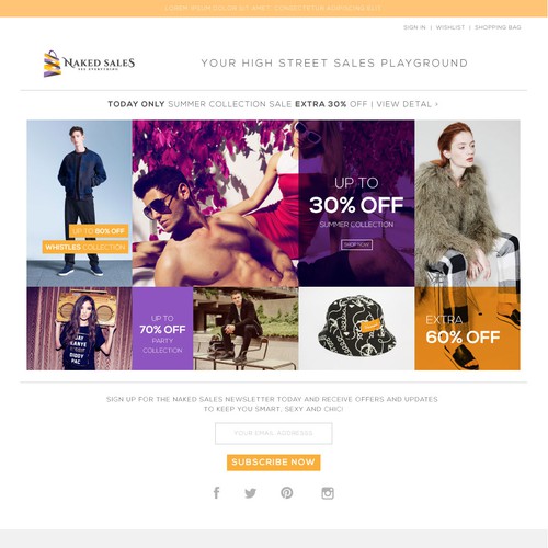 Create a captivating landing page promoting the biggest high street