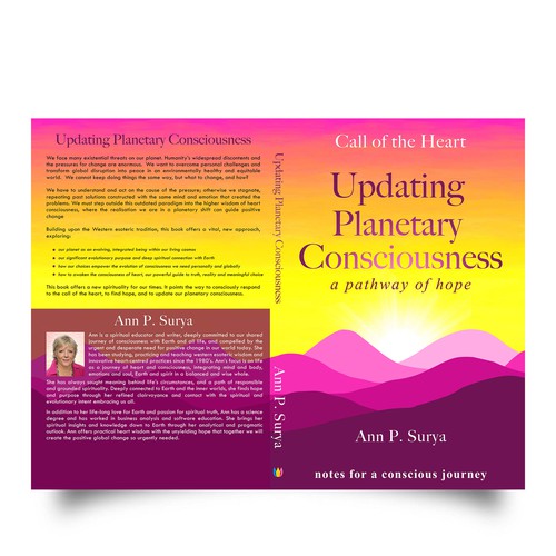 Bright and simple book cover on heart consciousness and planetary change Design by Yna