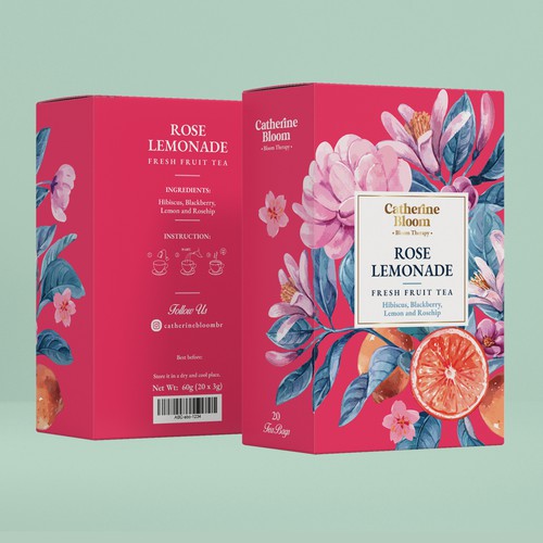 Ilustração para embalagem de Chá Limonada de Rosas Design by zzzArt