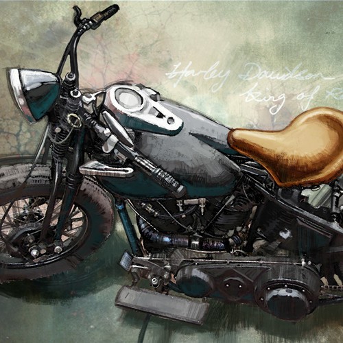 Canvas wall art painting design for harley davidson bikers home