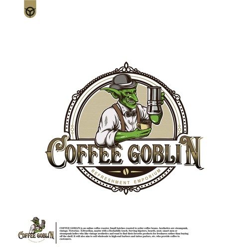 Diseño de Coffee Goblin! Design a vintage coffee logo with steampunk style for coffee bag label/website/merch de immortal93