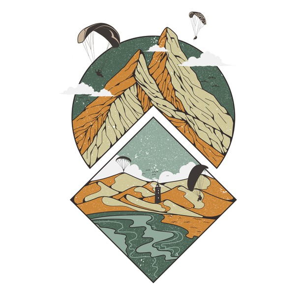 Design realizzato da Iqblnugraha intitolato "mountain and dune"