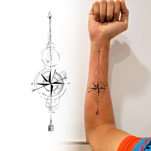 Design geometric arrow compass Tattoo Design by Odius