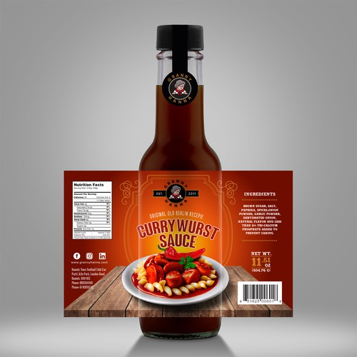 Finest hot curry sauce for german / berlin currywurst: Granny Hanna brings Yummi! Design by Emran Hayat