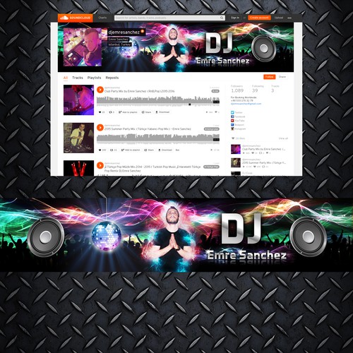 Design by Pixelkong titled "Create A Soundcloud DJ Header.. Be Remakable and Creative. Guarante Prize"
