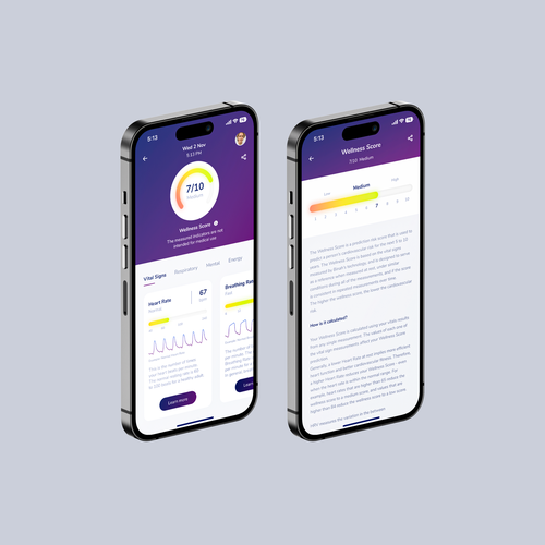 Wellness "vital signs" app - redesign Design by Jemmy_Se