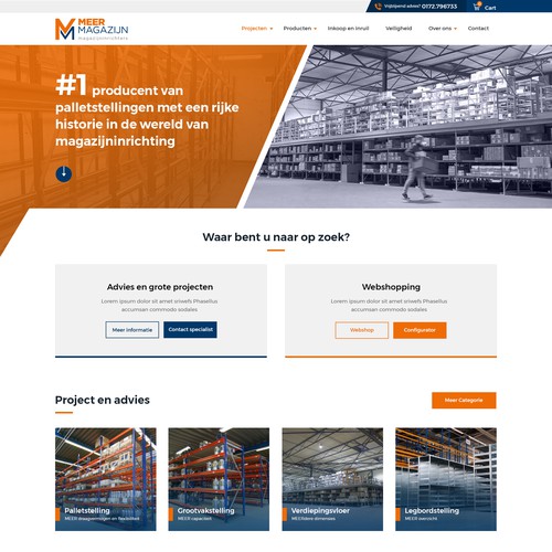 Creative website templates for a leading pallet racks company_ Meermagazijn Design réalisé par Aj3664