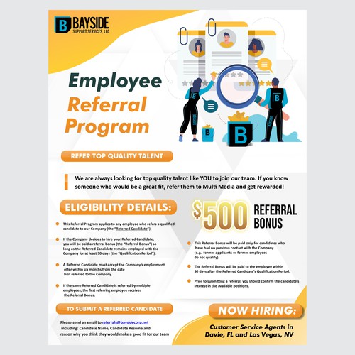 need a flier to announce awesome employee referral program target demo young tech support agents Réalisé par Kheyra_Aulia