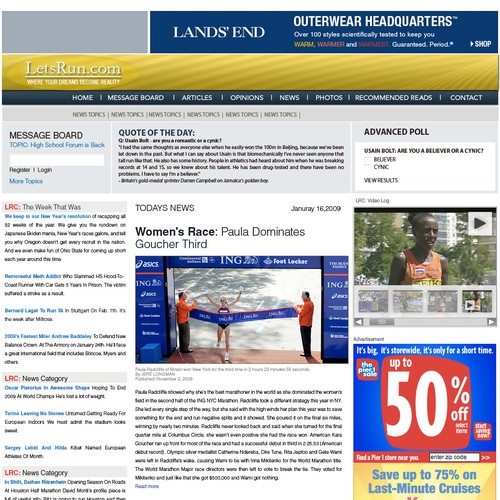 LetsRun.com Homepage Re-Design/Cleanup Diseño de kgn6