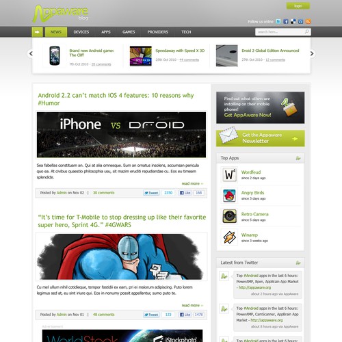 AppAware: Android and Twitter-like website デザイン by Hitron_eJump