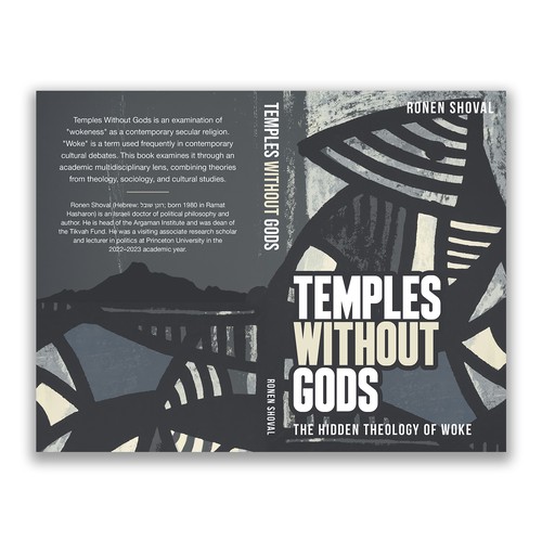 "Cover for an crossover academic trade book, Temples Without Gods: The Hidden Theology of Woke" winning Logo & brand identity pack