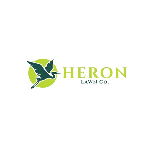 Modern Lawn Care Business with Heron Design by CreCreature