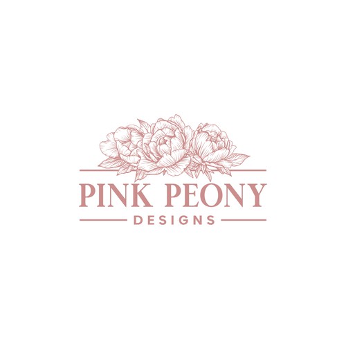 Pink Peony Designs Logo Contest Design by desi9nart