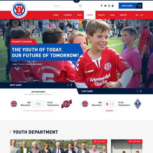 Designs | Create a Redesign for a Soccer Club Website | Web page design ...