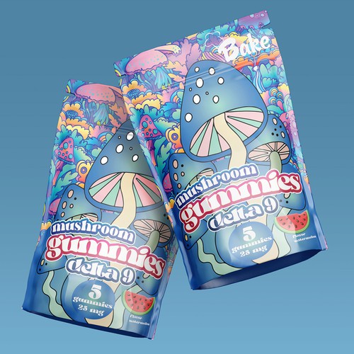 FUN MUSHROOM GUMMIES POUCH FOR 21+ Design by DagDigi