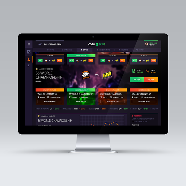 Design by JorgeSainz titled "CSGO Skins Web Design"