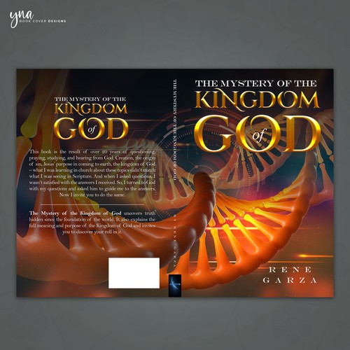 Wrap around book cover depicting good and evil in the DNA Design by Yna