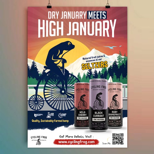 Create a 'Dry January meets High January' poster.  Have Fun, Be Creative, Open to all suggestions. Design by 123Graphics