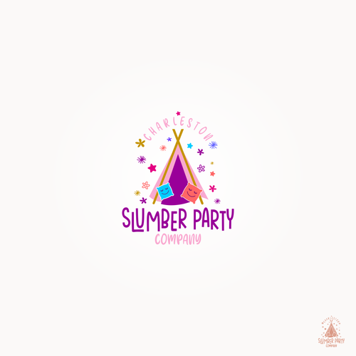 Cute slumber party tent company logo incorporating the Charleston Ravenel bridge Design by Simple Mind
