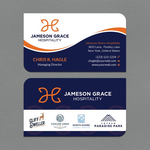 Create a modern and clean business card for a parent company with 4 subsidiaries Design by CurveSky™ ☑️