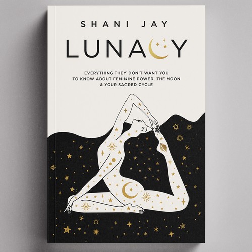 Beautiful nonfiction book cover design for a book about the moon & feminine energy aimed at women Design by Sam Arts Studio