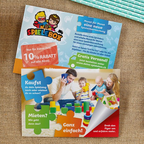 Kreativer Flyer für Kinder und Eltern -> Spieleabo Design por Indeskey