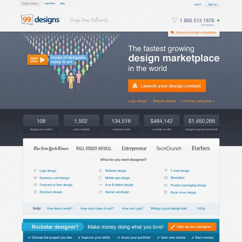 99designs Homepage Redesign Contest Réalisé par pavot