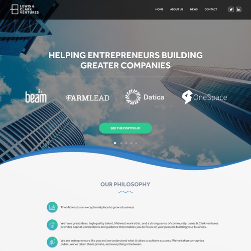 Create a modern Word Press theme design for Lewis & Clark Ventures Design by Balabek