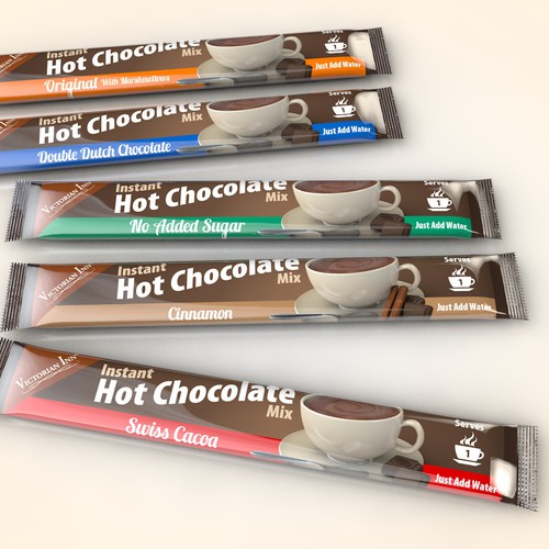 Packet design for single-serve hot chocolate mix! Design by Sander Both