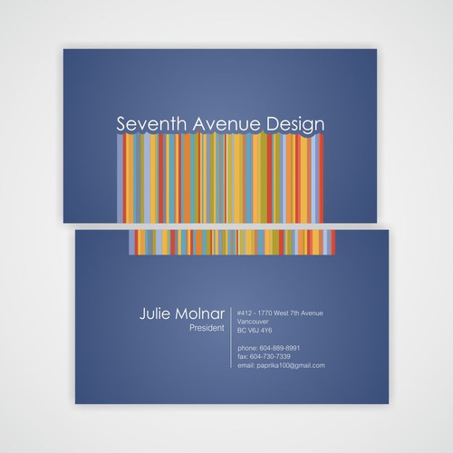 Quick & Easy Business Card For Seventh Avenue Design デザイン by Ayra