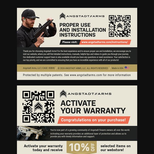 Warranty activation flyer for gun company (postcard) Design by Alphabet ♥
