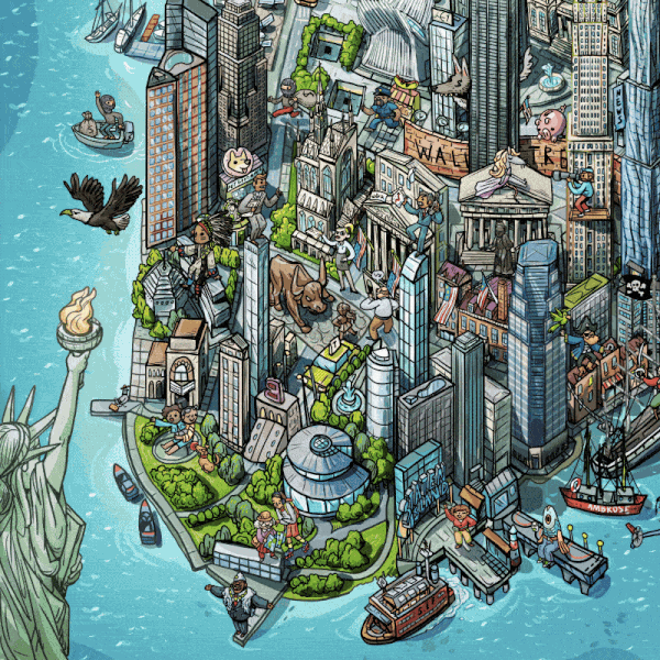Design by michaelstar* titled "Divercity Map: The Illustrated Soul of New York City "