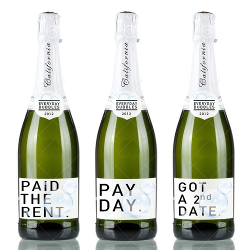 Create a fun pop culture champagne label for Everyday Bubbles Réalisé par Morie Design