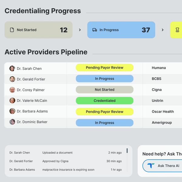 TheraOnboard: AI-Powered Credentialing Dashboard