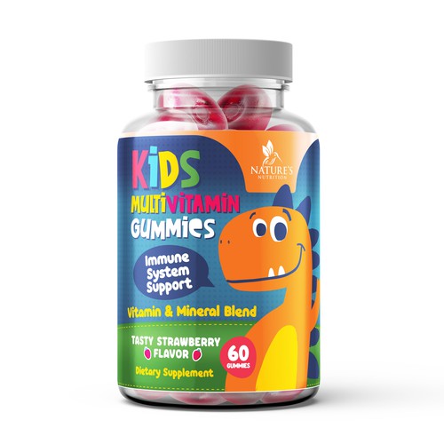 Tasty Kids Multivitamin Gummies Product Label for Nature's Nutrition Design by Nick Visual Co.