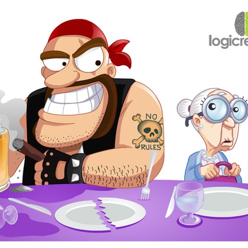 humorous cartoon-style graphic Design by Cranium Graphics