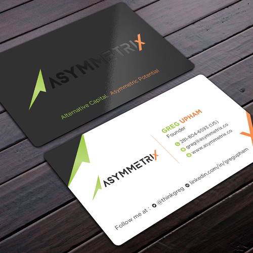 Design a cool, edgey but sophisticated business card for an alternative investment firm. Design von prosenjit_P
