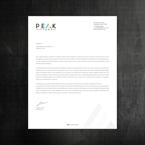 Creative, slick, professional Stationary for New Brand - Peak Fibre - Design by Felix SH