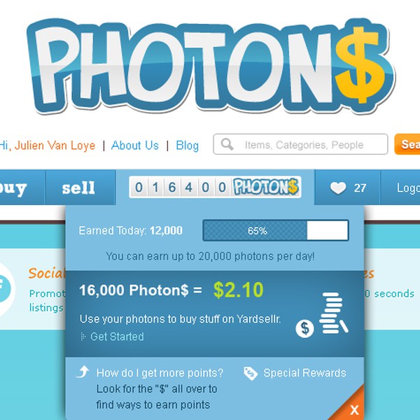 Design wanted for Yardsellr.com points system