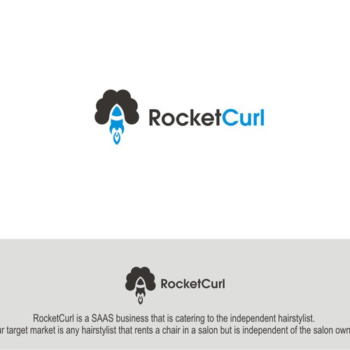 Create a capturing vintage Rocket logo for RocketCurl. Design by LAWETMAS